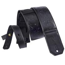Pulseira de guitarra Nefelibata em couro integral com 2,3 cm de largura (preta)