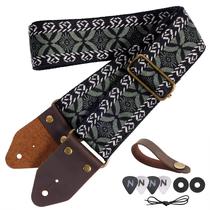 Pulseira de guitarra Nefelibata Jacquard bordada em algodão verde militar