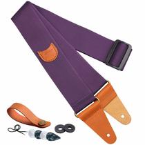 Pulseira de guitarra Nefelibata Nylon Full Grain Leather Purple