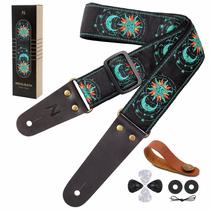 Pulseira de guitarra Nefelibata Sun & Moon bordada com acessórios