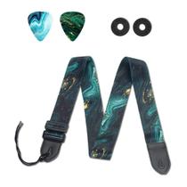 Pulseira de guitarra QIELIZI com extremidade de couro, comprimento ajustável