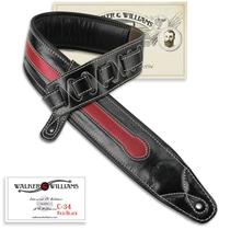 Pulseira de guitarra Walker & Williams C-34 em couro vermelho/preto acolchoada Pulseira de guitarra Walker & Williams C-34 em couro vermelho/preto acolchoada