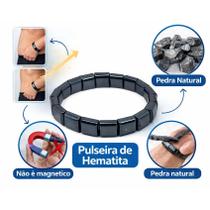 Pulseira de Hematita Lisa Pedra Natural Energia Proteção Equilíbrio Magnético