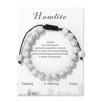Pulseira de Howlita 8 mm Ajustável com Cristal de Cura