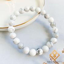 Pulseira de Howlita 8mm Pedra Natural Rolada Pulseira de Howlita 8mm Pedra Natural Rolada