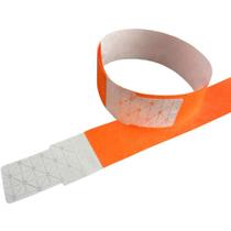 Pulseira de Identificação Laranja Fluor TYVEK com Lacre Adesivo - Pacote com 50