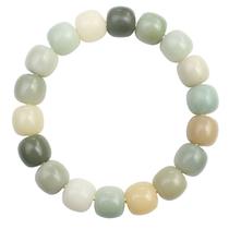 Pulseira de jade branca Bodhizi com miçangas para homens e mulheres 11x12mm