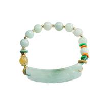 Pulseira de jade natural com amuleto de Pi Xiu esculpido para mulheres Pulseira de jade natural com amuleto de Pi Xiu esculpido para mulheres