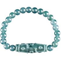 Pulseira de jadeíte azul de grau A com pérola Dzi esculpida de nove olhos Pulseira de jadeíte azul de grau A com pérola Dzi esculpida de nove olhos