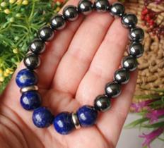 Pulseira de lápis lazuli e hematita Pulseira de lápis lazuli e hematita