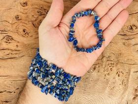 Pulseira de lapis lazuli em cascalho de pedra natural - Comunicação Verdadeira