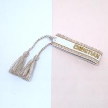 Pulseira de Letras com Borla Tecido Artesanal Ajustável Branco Pulseira de Letras com Borla Tecido Artesanal Ajustável Branco