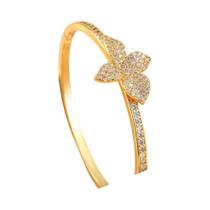 Pulseira De Luxo Feminina Em Forma De Folha Com Zircônia AAA Completa Para Casamento ZAKOL