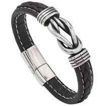 Pulseira De Luxo Masculina Símbolo Infinity Knot Em Couro Pulseira De Luxo Masculina Símbolo Infinity Knot Em Couro