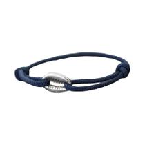 Pulseira De Macramê Ajustável Para Homens, Corda Trançada Com Concha Preta, Estilo Surfista De Verão