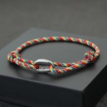 Pulseira De Macramê Ajustável Para Homens, Corda Trançada Com Concha Preta, Estilo Surfista De Verão
