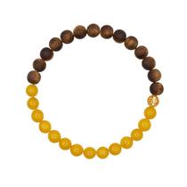 Pulseira de madeira de ágar natural com âmbar amarelo e prata 925 Pulseira de madeira de ágar natural com âmbar amarelo e prata 925
