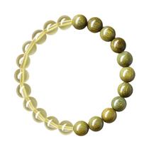 Pulseira de madeira de Santos verde natural com cristal transparente e ágata