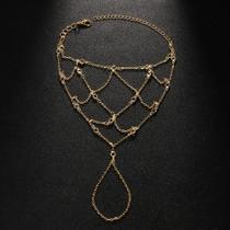 Pulseira De Malha Com Strass Boho Para Mulheres, Corrente De Dedo Para Praia De Verão, Presente De Pulseira De Malha Com Strass Boho Para Mulheres, Corrente De Dedo Para Praia De Verão, Presente De