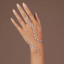 Pulseira De Mão Ajustável Boho Feminina Com Folhas E Zircônia Cúbica, Joia De Luxo Artesanal Para