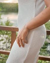Pulseira de Mão com Duas Zircônias em Aço Inox