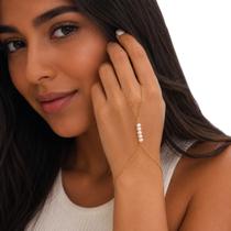 Pulseira de Mão Dourada com Pérolas Elegante Feminina Festa - Pulseira de Mão Dourada com Pérolas Elegante Feminina Festa -