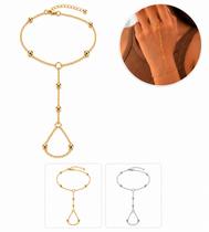 Pulseira De Mão Feminina Com Anel Ajustável Corrente Delicada Elegante Pulseira De Mão Feminina Com Anel Ajustável Corrente Delicada Elegante