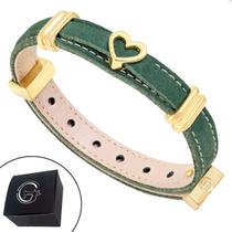 Pulseira de material sintético Musgo Coração com Fecho STRAP PLUG Ajustável