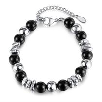 Pulseira de miçangas de aço inoxidável para homens e mulheres 180+50mm Pulseira de miçangas de aço inoxidável para homens e mulheres 180+50mm
