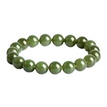 Pulseira de miçangas de jade de nefrite natural de 8 mm para mulheres e homens
