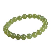 Pulseira de miçangas de jade de nefrite natural de 8 mm para mulheres e homens