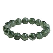 Pulseira de miçangas de quartzo rutilado verde natural de 9 mm para mulheres/homens