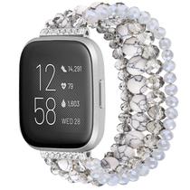 Pulseira de miçangas para Fitbit Versa 2/Fitbit Versa feminina branca Pulseira de miçangas para Fitbit Versa 2/Fitbit Versa feminina branca