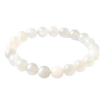 Pulseira de miçangas redondas de pedra da lua branca natural de 9 mm