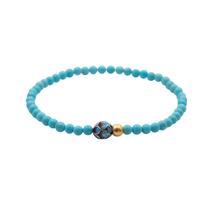 Pulseira de miçangas turquesas para mulheres com pingente de lótus