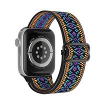 Pulseira De Nylon Boêmia Para Apple Watch Ultra 49mm 41mm 45mm, Bracelete Elástico Brilhante Para