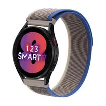 Pulseira de Nylon Nova compatível com Galaxy Watch 4 e Watch 5 / Pro - Cinza com Azul