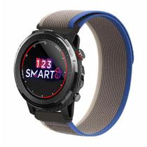 Pulseira de Nylon Nova para Stratos 2 2s /Stratos 3 / Gear 2 R380 R381 R382 - Cinza com Azul