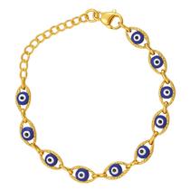 Pulseira De Olho Grego Banhada Ouro 18k Feminina Luxo Nfe
