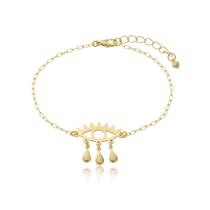 PULSEIRA DE OLHO GREGO COM GOTA PENDURADA - Banhada a Ouro 18K