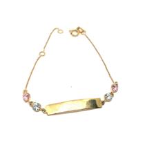 Pulseira de ouro 18k chapinha Infantil com pedras Pulseira de ouro 18k chapinha Infantil com pedras