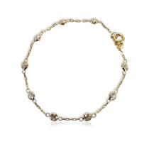 Pulseira de Ouro 18K com 13 Pedras de Zircônia Branca 18,5cm