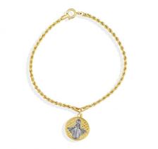 Pulseira de Ouro 18K COM MEDALHA 18cm