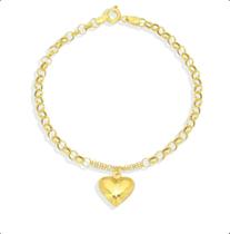 Pulseira De Ouro 18k Elo Português E Berloque Pulseira De Ouro 18k Elo Português E Berloque