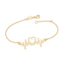 Pulseira de ouro 18k feminina com pingentes berloques batimentos cardíacos coração vazado rommanel 552077
