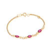 Pulseira de ouro 18k feminina infantil fio elo português bombons rommanel 550949