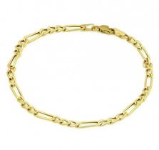 Pulseira de Ouro 18K Fígaro 3 x 1 21cm 3,0mm a 4,5mm (fina)