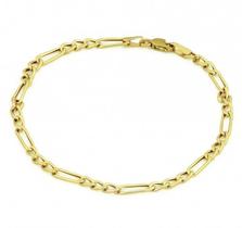 Pulseira de Ouro 18K Fígaro 3 x 1 21cm 3,0mm a 4,5mm (fina)