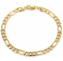 Pulseira de Ouro 18K Fígaro 3 x 1 21cm 8,5mm a 11mm (Grossa)