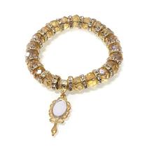 Pulseira de Oxum Abebê Strass Dourado Osun Opara Iponda Opara Abebe Orixá Umbanda Candomblé